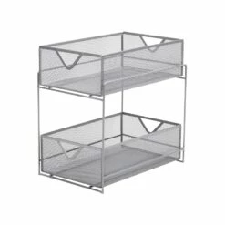 Mind Reader 8.25-in W X 12.25-in H X 12.38-in D Silver Metal Mesh Storage With Slide-Out Drawers
