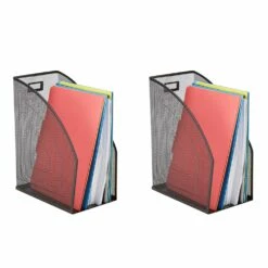 Mind Reader 6-in W X 12.5-in H X 9.5-in D Black Metal Mesh File Organizer - 2-Pack