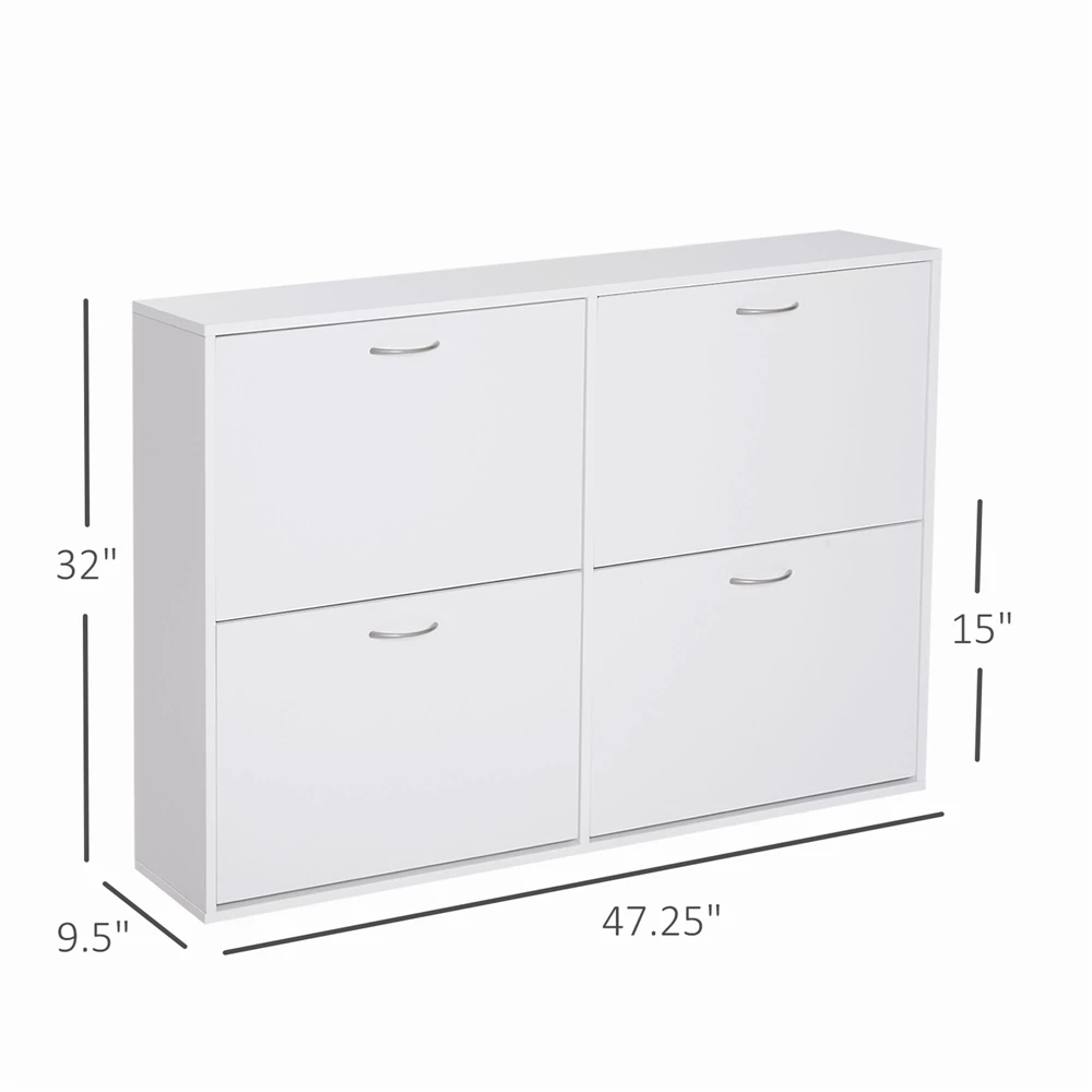 HomCom White Wood Compact Shoe Cabinet With Tilt-Out Drawers 7 HomCom White Wood Compact Shoe Cabinet With Tilt-Out Drawers - Image 7
