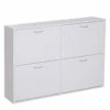 HomCom White Wood Compact Shoe Cabinet With Tilt-Out Drawers
