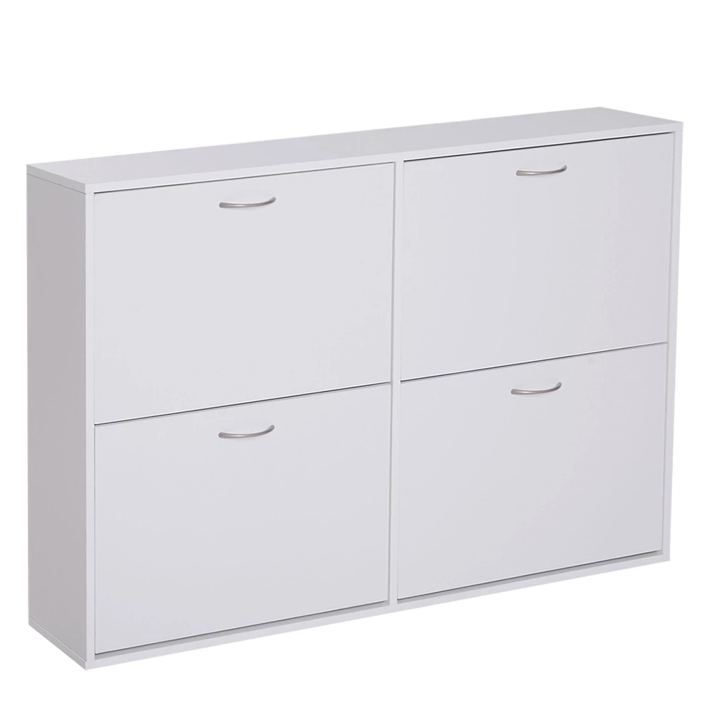HomCom White Wood Compact Shoe Cabinet With Tilt-Out Drawers 1 HomCom White Wood Compact Shoe Cabinet With Tilt-Out Drawers