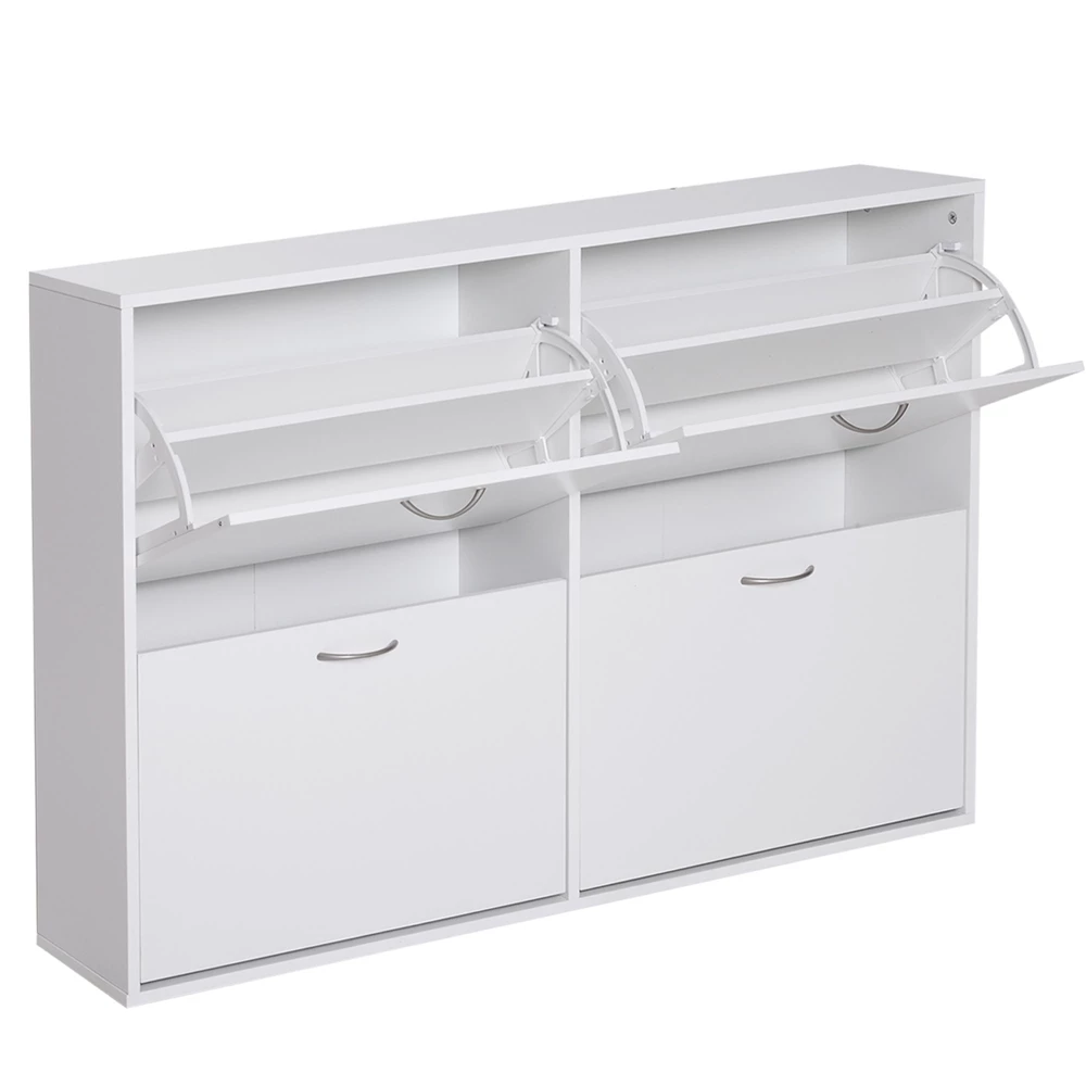 HomCom White Wood Compact Shoe Cabinet With Tilt-Out Drawers 2 HomCom White Wood Compact Shoe Cabinet With Tilt-Out Drawers - Image 2