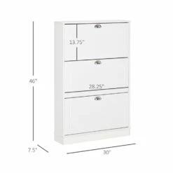 HomCom 46-in X 30-in White Wood Modern Shoe Cabinet With 3 Drawers -Storage Furniture Sales 2024 330932557 AlternateImage2