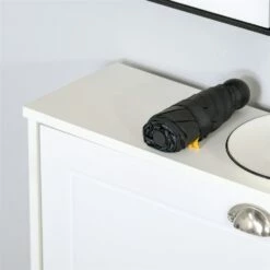 HomCom 46-in X 30-in White Wood Modern Shoe Cabinet With 3 Drawers