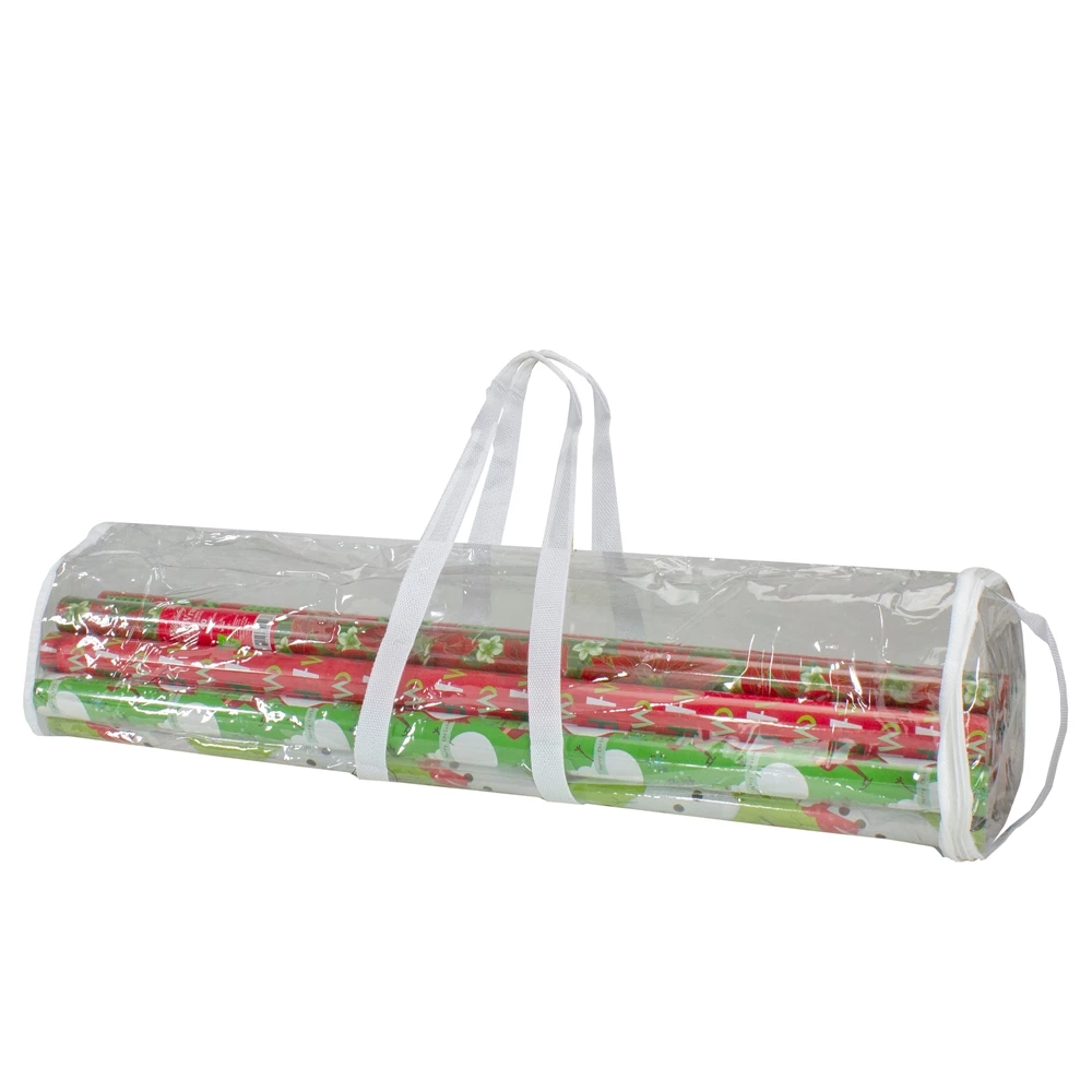 Northlight 30-in White And Transparent Christmas Gift Wrap Organizer Bag With Handles 3 Northlight 30-in White And Transparent Christmas Gift Wrap Organizer Bag With Handles - Image 3