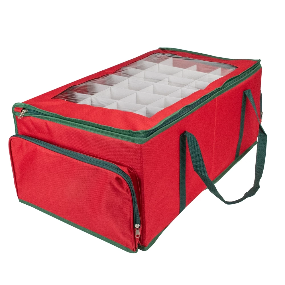 Northlight 24-in Red And Green Christmas Ornament Storage Bag With Dividers 3 Northlight 24-in Red And Green Christmas Ornament Storage Bag With Dividers - Image 3