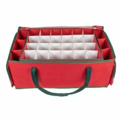 Northlight 24-in Red And Green Christmas Ornament Storage Bag With Dividers