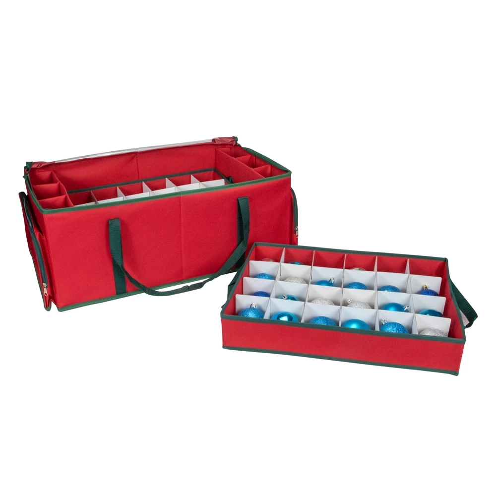 Northlight 24-in Red And Green Christmas Ornament Storage Bag With Dividers 4 Northlight 24-in Red And Green Christmas Ornament Storage Bag With Dividers - Image 4