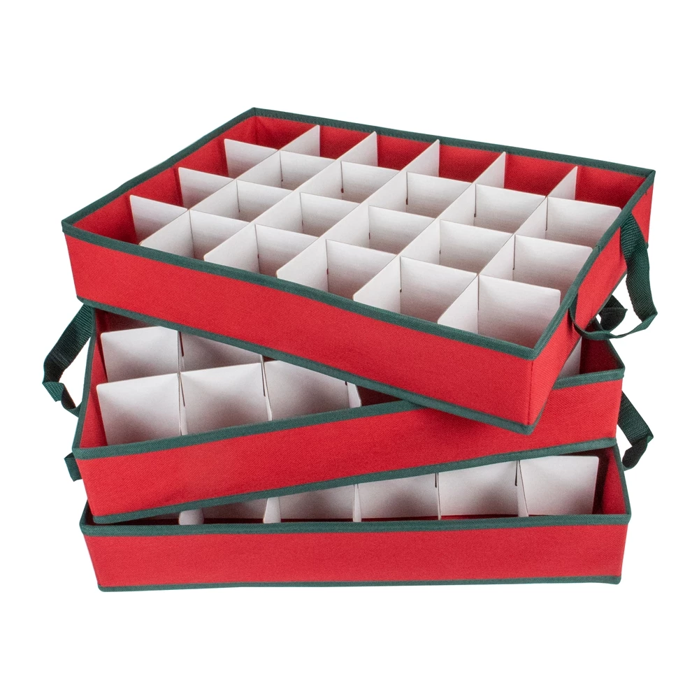 Northlight 24-in Red And Green Christmas Ornament Storage Bag With Dividers 2 Northlight 24-in Red And Green Christmas Ornament Storage Bag With Dividers - Image 2