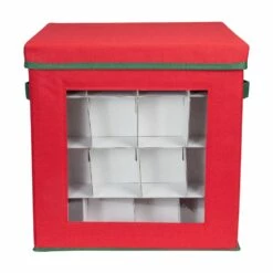 Northlight 12-in Red And Green Christmas Ornament Storage Bag With Dividers