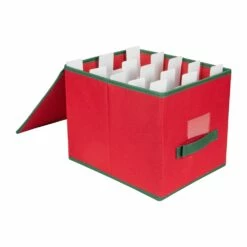 Northlight 13-in Red And Green Christmas Ornament Storage Box With Dividers