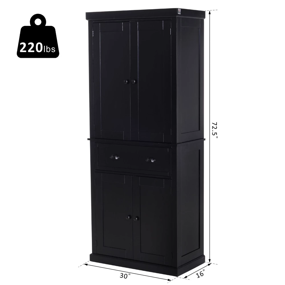 HomCom 29.92-in W Composite Wood Black Freestanding Pantry 2 HomCom 29.92-in W Composite Wood Black Freestanding Pantry - Image 2