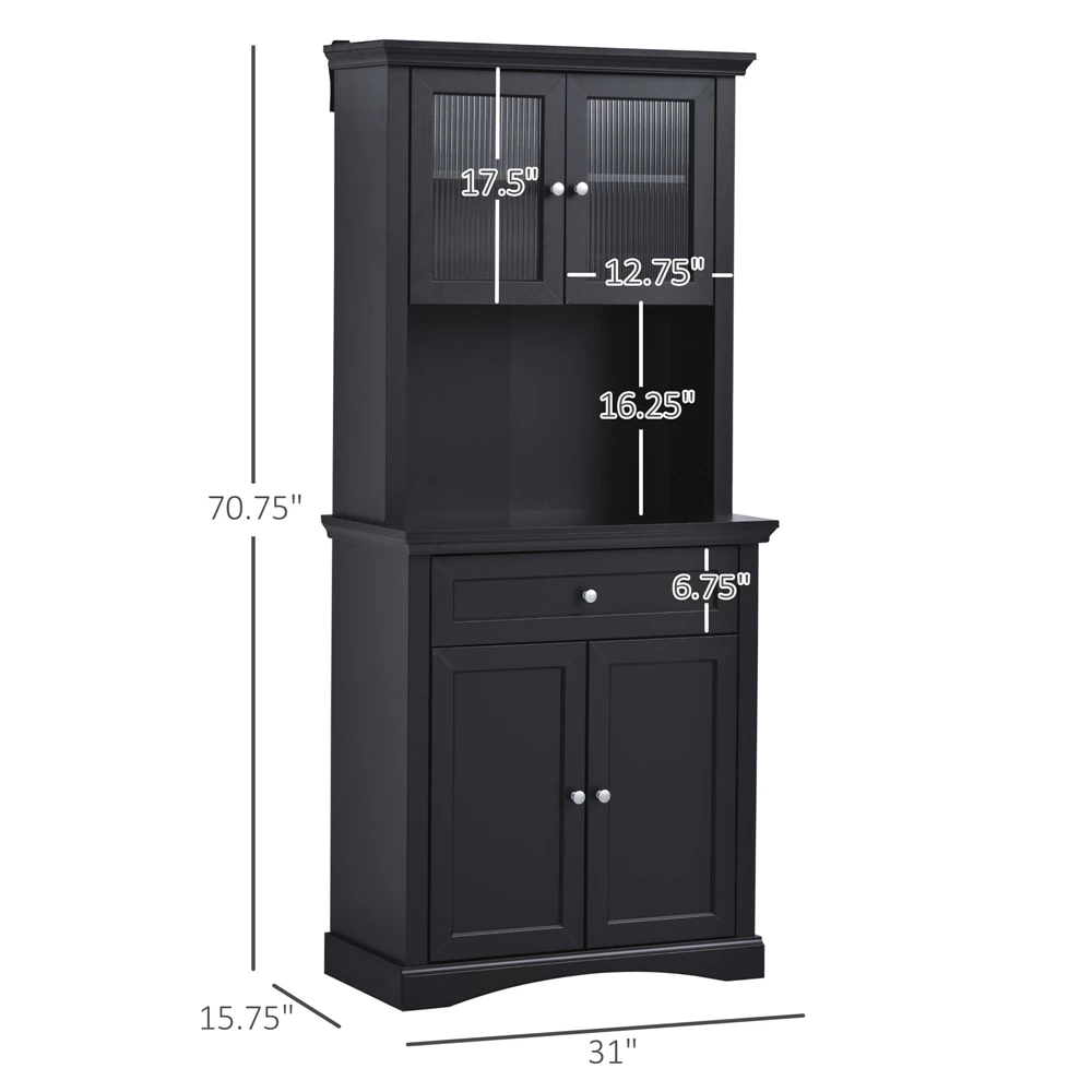 HomCom 31.1-in W Composite Wood Freestanding Pantry 3 HomCom 31.1-in W Composite Wood Freestanding Pantry - Image 3
