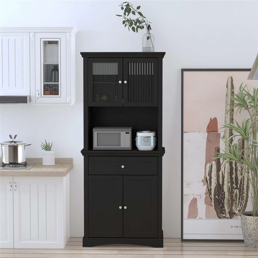 HomCom 31.1-in W Composite Wood Freestanding Pantry 8 HomCom 31.1-in W Composite Wood Freestanding Pantry - Image 8