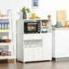 HomCom 35.43-in W Composite Wood Freestanding Kitchen Storage Cabinet With Microwave Shelf