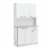 HomCom 39.76-in W Composite Wood White Freestanding Kitchen Storage Cabinet