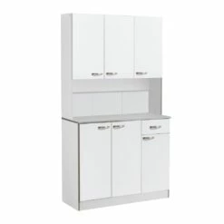 HomCom 39.76-in W Composite Wood White Freestanding Kitchen Storage Cabinet
