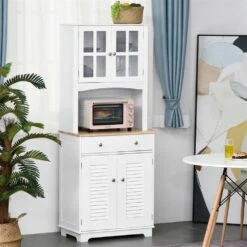 HomCom 26.77-in W Composite Wood Freestanding Kitchen Storage Cabinet