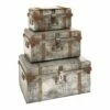 Grayson Lane Silver Metal Storage Trunk - Set Of 3