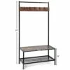 CASAINC Black Industrial Coat Rack With Storage Bench
