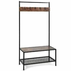 CASAINC Black Industrial Coat Rack With Storage Bench -Storage Furniture Sales 2024 330947876 MainImage 001