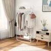 CASAINC White Double Rods Multifunctional Bedroom Clothing Rack