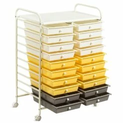 CASAINC 15-in X 34-in X 25-in Yellow Plastic Storage Cart