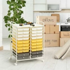 CASAINC 15-in X 34-in X 25-in Yellow Plastic Storage Cart -Storage Furniture Sales 2024 330948091 AlternateImage4