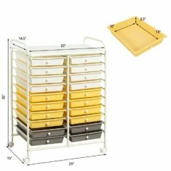 CASAINC 15-in X 34-in X 25-in Yellow Plastic Storage Cart -Storage Furniture Sales 2024 330948091 AlternateImage6