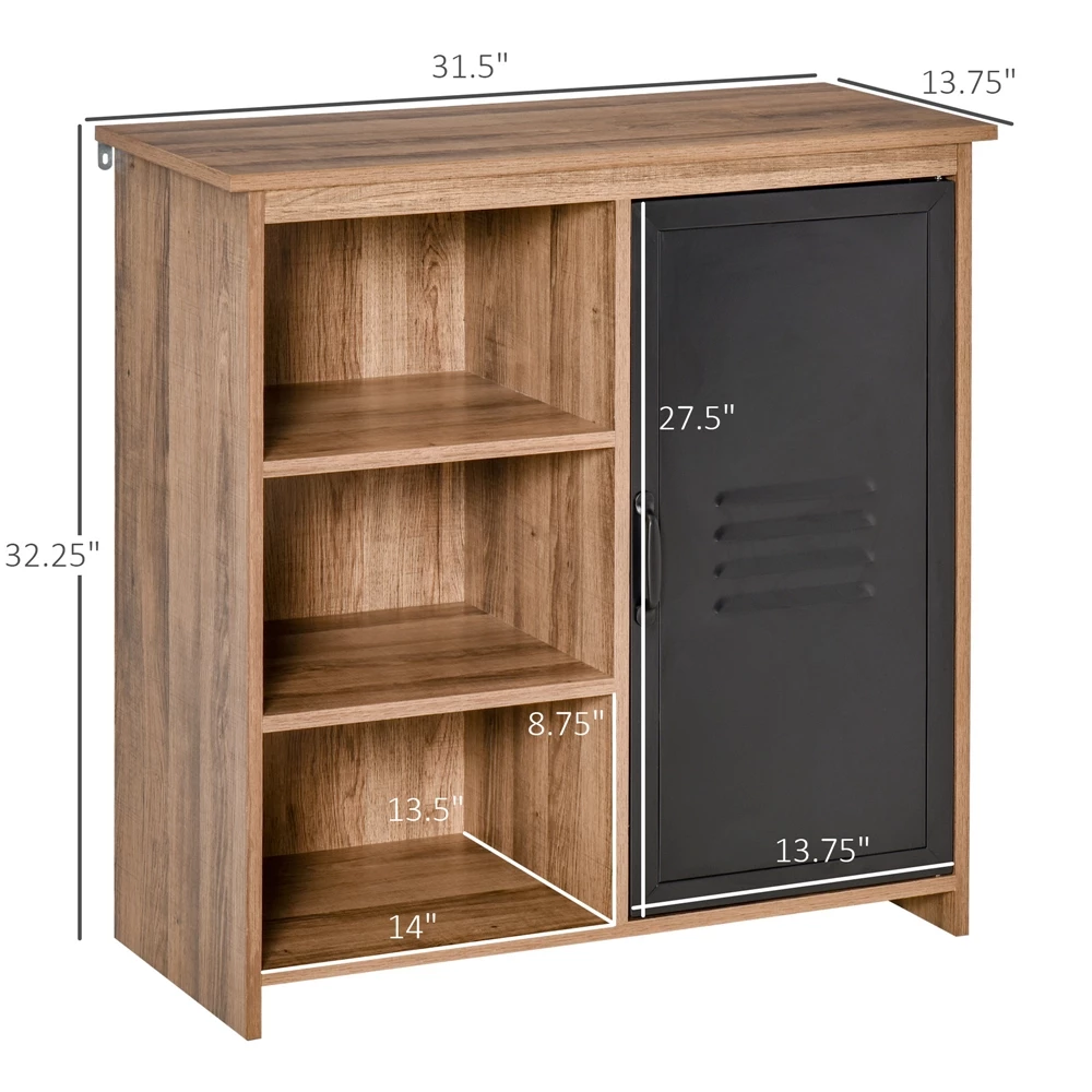 HomCom 31.5-in W Brown Wood Composite Freestanding Utility Storage Cabinet 4 HomCom 31.5-in W Brown Wood Composite Freestanding Utility Storage Cabinet - Image 4