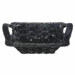IH Casa Decor 11.2-in X 3.35-in X 13-in Black Weave Baskets - Set Of 2