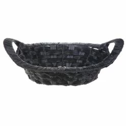 IH Casa Decor 10.6-in X 3.35-in X 14.5-in Black Weave Baskets - Set Of 2