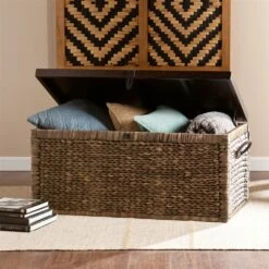 Southern Enterprises 5-cu Ft Brown Water Hyacinth Composite Wood Storage Trunk -Storage Furniture Sales 2024 330949644 AlternateImage4