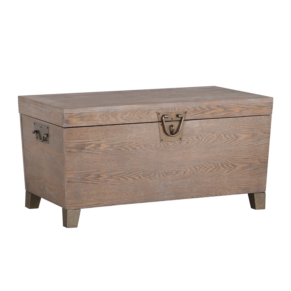 Southern Enterprises 8-cu Ft Oak/Antique Bronze Composite Wood Storage Trunk 2 Southern Enterprises 8-cu Ft Oak/Antique Bronze Composite Wood Storage Trunk - Image 2
