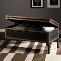 Southern Enterprises Davon 8-cu Ft Black/Dark Bronze Composite Wood Storage Trunk