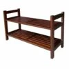 ORE International 6-Pair Mahogany Wood Shoe And Coat Rack