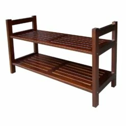 ORE International 6-Pair Mahogany Wood Shoe And Coat Rack