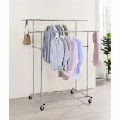 ORE International 65-in Dual Bar Adjustable Rolling Rack -Storage Furniture Sales 2024 330987166 AlternateImage3