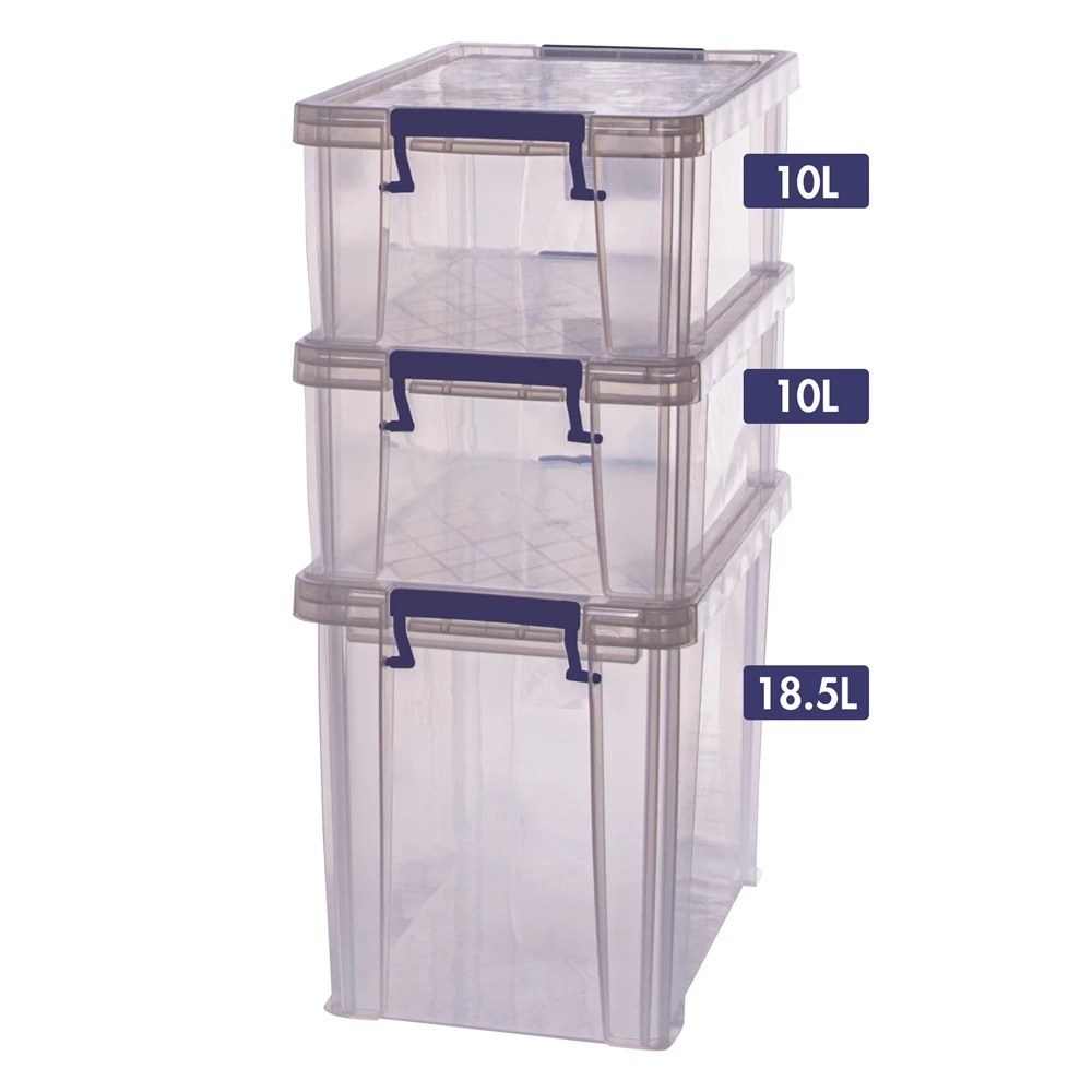 Bankers Box 10-L And 18.5-L Clear Plastic Storage Boxes - Set Of 3 1 Bankers Box 10-L And 18.5-L Clear Plastic Storage Boxes - Set Of 3