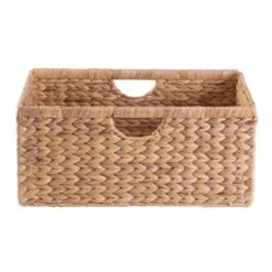 Vintiquewise 18-in X 8-in X 13-in Brown Water Hyacinth Basket