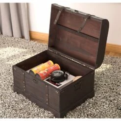 Vintiquewise 15.75-in X 13.75-in Black Wood Storage Trunk -Storage Furniture Sales 2024 330993040 AlternateImage2