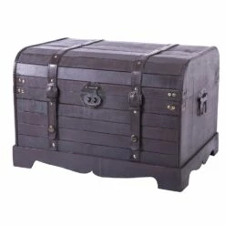 Vintiquewise 15.75-in X 13.75-in Black Wood Storage Trunk -Storage Furniture Sales 2024 330993040 MainImage 001