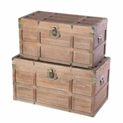 Vintiquewise 31.5-in X 16.5-in Brown Wood Storage Trunk - Set Of 2 -Storage Furniture Sales 2024 330993047 MainImage 001