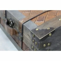 Vintiquewise 15-in X 6.25-in Grey Wood Storage Trunk - Set Of 2