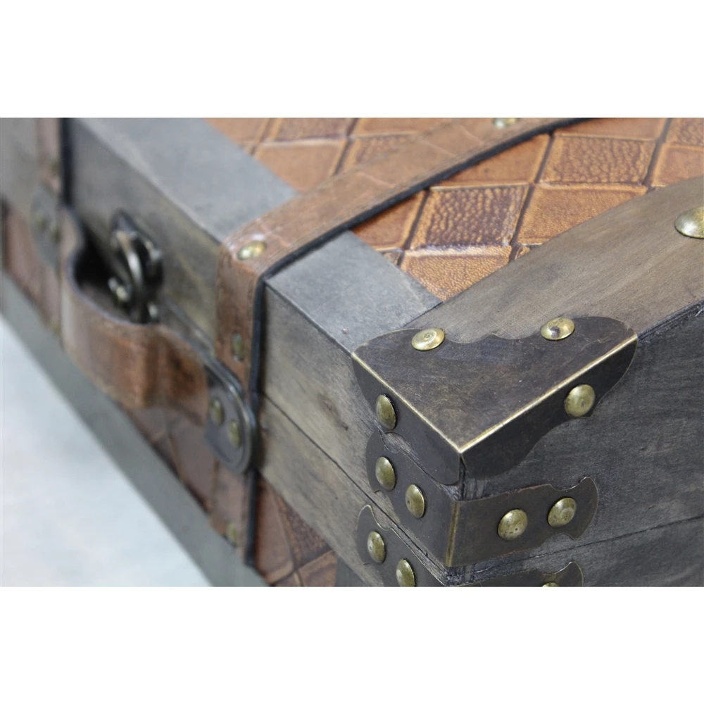 Vintiquewise 15-in X 6.25-in Grey Wood Storage Trunk - Set Of 2 1 Vintiquewise 15-in X 6.25-in Grey Wood Storage Trunk - Set Of 2