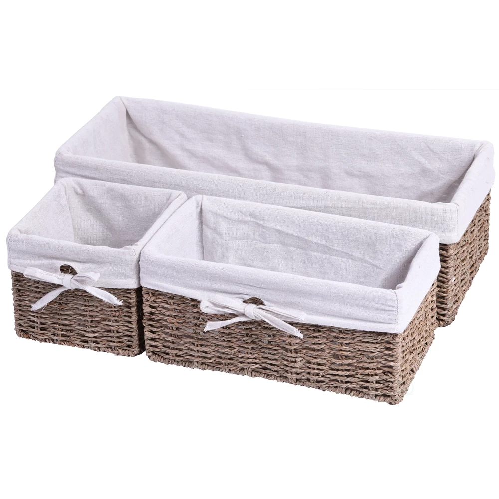 Vintiquewise 19.75-in X 6-in X 7.75-in Brown Seagrass Basket - 3-Pack 2 Vintiquewise 19.75-in X 6-in X 7.75-in Brown Seagrass Basket - 3-Pack - Image 2