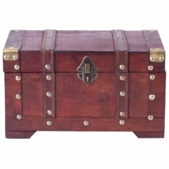 Vintiquewise 11-in X 6.3-in Brown Wood Storage Trunk