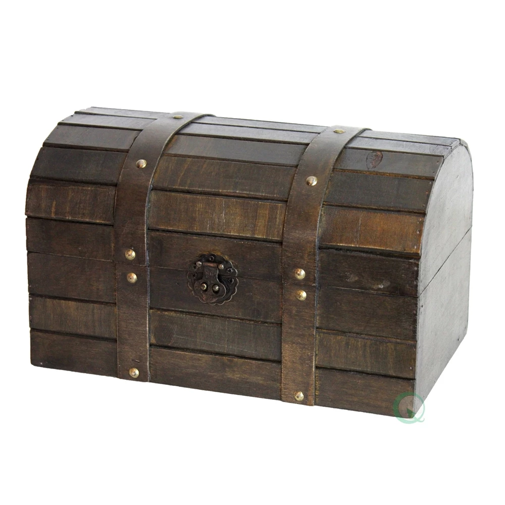 Vintiquewise 12-in X 7.3-in Brown Wood Storage Trunk 1 Vintiquewise 12-in X 7.3-in Brown Wood Storage Trunk