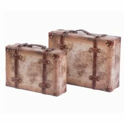 Vintiquewise 17-in X 12-in Brown Wood Storage Trunk - Set Of 2 -Storage Furniture Sales 2024 330993080 MainImage 001