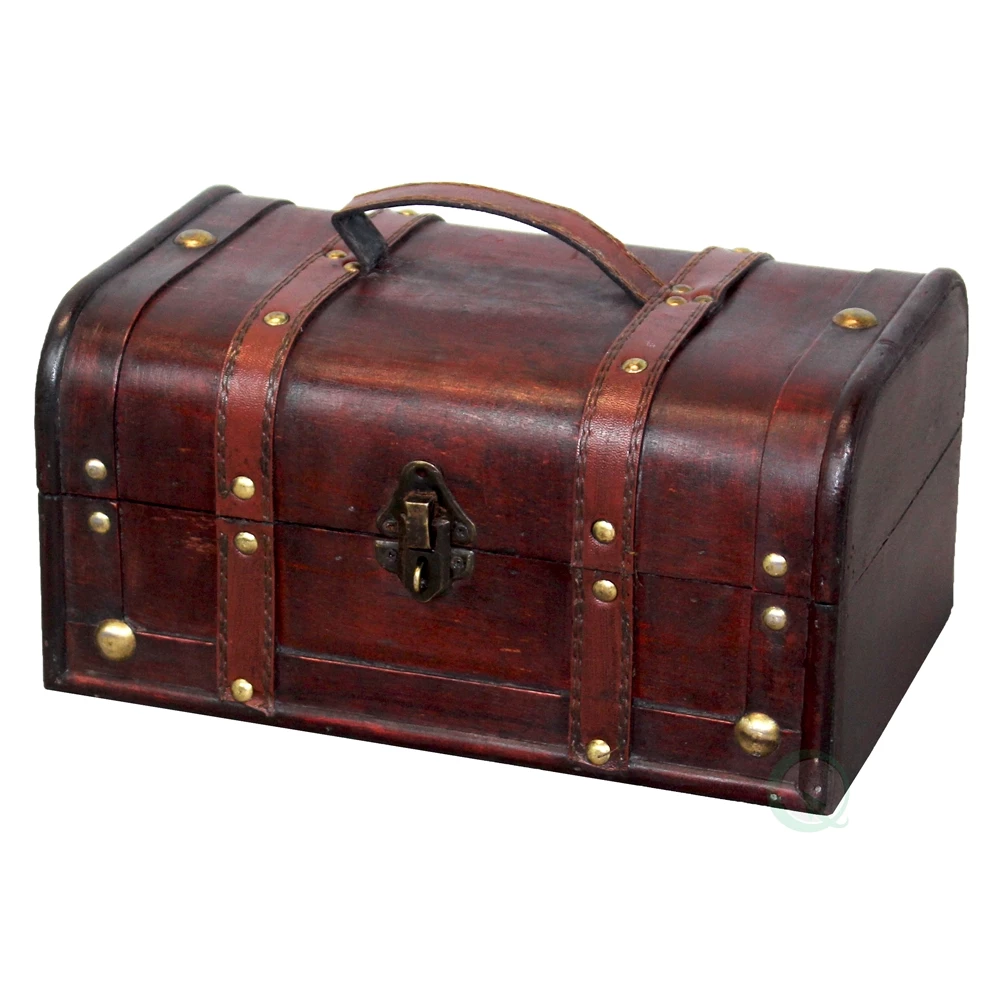 Vintiquewise 11-in X 5.5-in Brown Wood Storage Trunk 2 Vintiquewise 11-in X 5.5-in Brown Wood Storage Trunk - Image 2